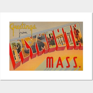 Greetings from Plymouth, Mass. - Vintage Large Letter Postcard Posters and Art